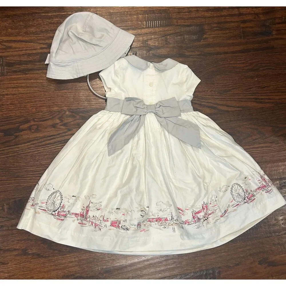 Janie and Jack Lovely London Tour of the Town girl's white dress size 2T NWT